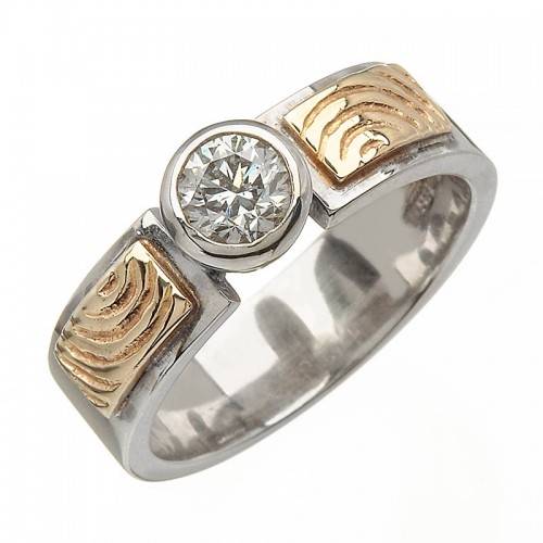 Gold Two Tone Diamond 0.5 Carat Ring - 14K Gold Irish Wedding Rings